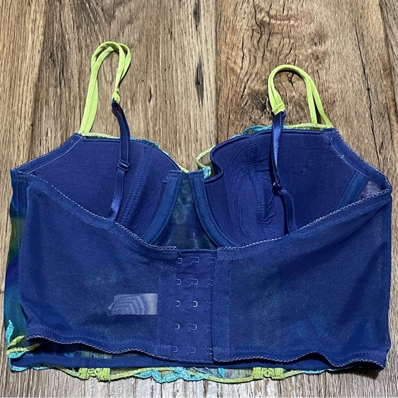 Y2K Bustier Corset Bra Size 36B Multicolor Tropical Print Preowned - Picture 4 of 12